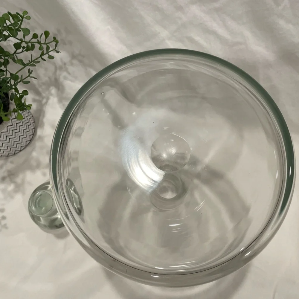 Classic Clear Ships Glass Decanter w Globe Stopper | Chip on Stopper Bottom |GUC